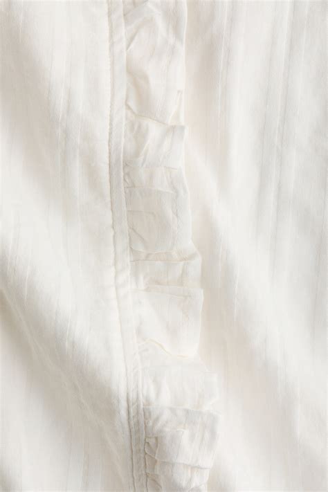 Women's White Frill-trimmed cotton blouse | H&M IN