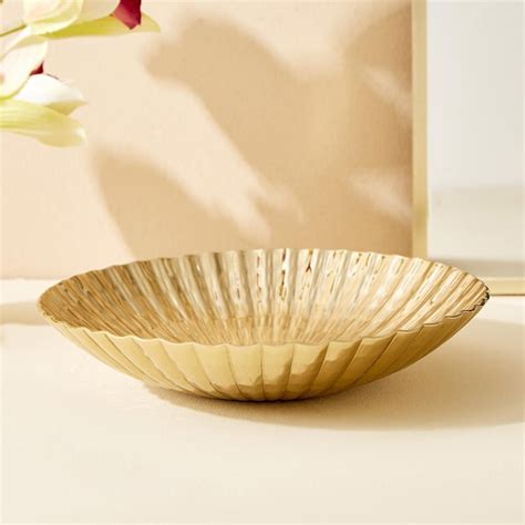 Buy Hoovu Flor Metal Ribbed Decorative Bowl from Home Centre at just ...