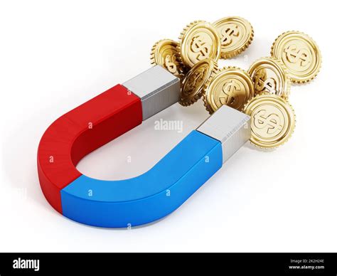 Magnet and gold coins Stock Photo - Alamy