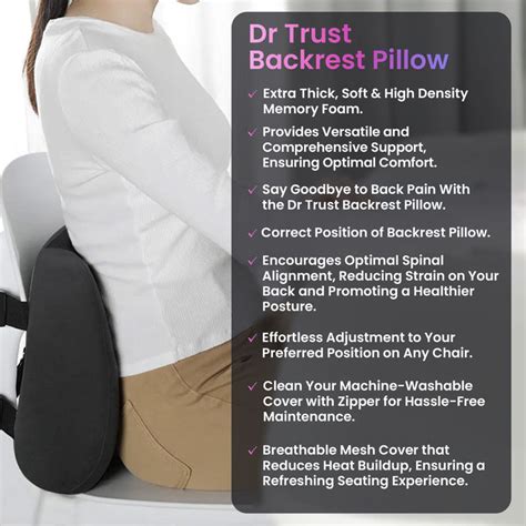 Dr Trust USA Backrest Pillow 305 Targeted Pressure Relief for Lower Ba