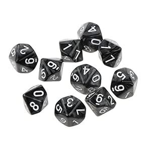 NYLSA Pack of 10pcs Ten Sided Dice D10 Playing Dungeons & Dragons D&D ...