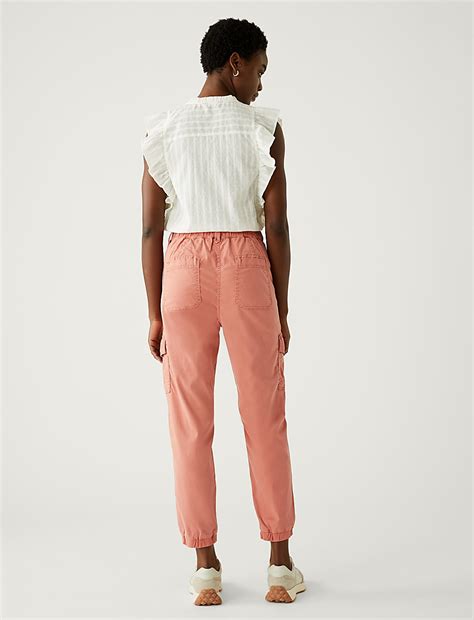Buy Lyocell Rich Cargo Tea Dyed Trousers at Marks & Spencer