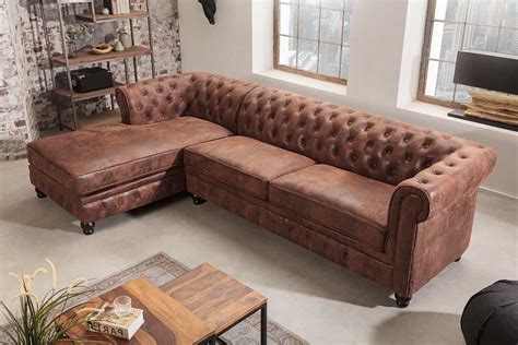 Ecksofa braun CHESTERFIELD | Riess-Ambiente.de