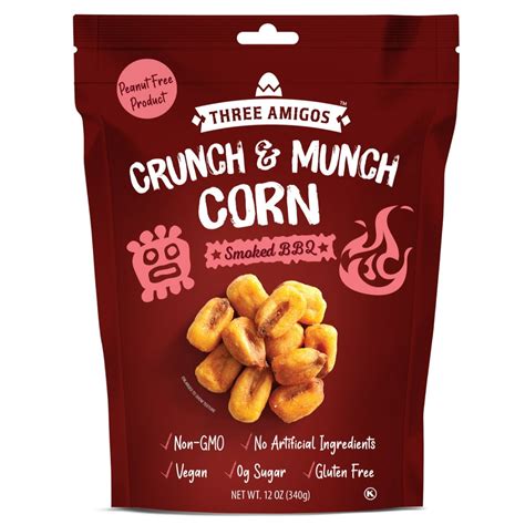 Three Amigos Crunch & Munch Corn Smoked BBQ 12oz - 8ct - I Got Your Candy