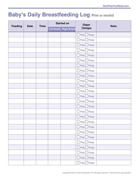 Free Printable Baby Feeding Chart Templates [PDF, Word, Excel]
