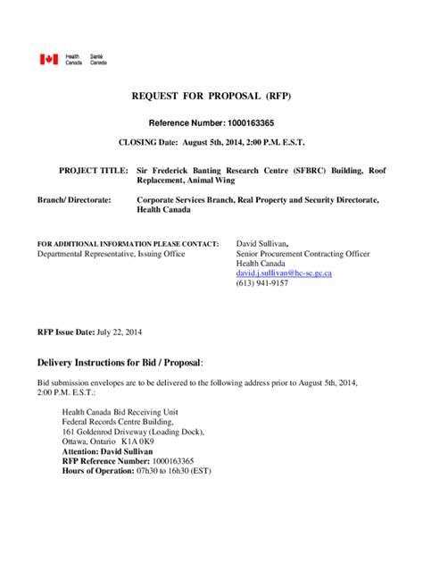 Fillable Online Health Canada Request For Proposal (Eng.) - Buyandsell ...