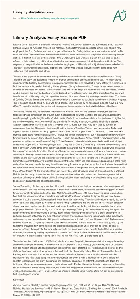 Short Story Analysis Essay Example PDF | StudyDriver
