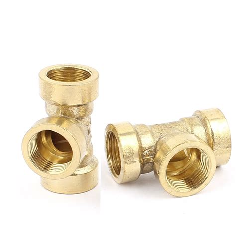 BIG BOOM® 3/8BSP Female Thread 3 Way Pipe Tee Coupling Fitting Gold ...