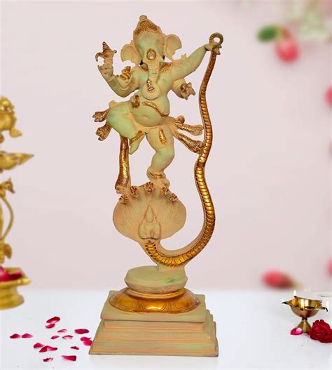 Brass Lord Ganesha Dancing on Shesha Naag (Height 26 Inch) – AONA INDIA