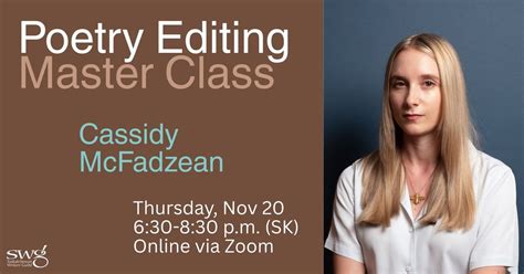 Submission Success: Poetry Editing Masterclass with Cassidy McFadzean ...