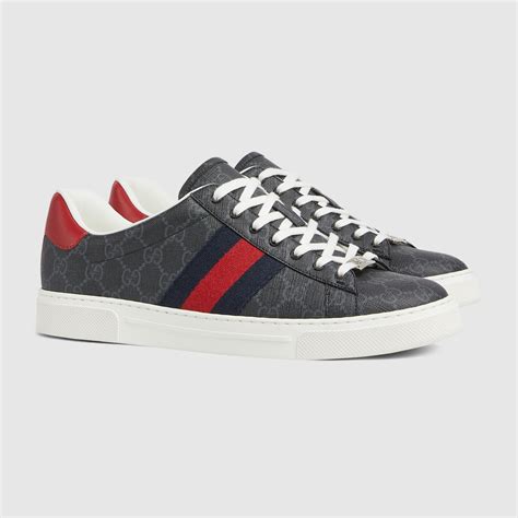 Men's Gucci Ace trainer with Web in black GG Supreme canvas | GUCCI® BE