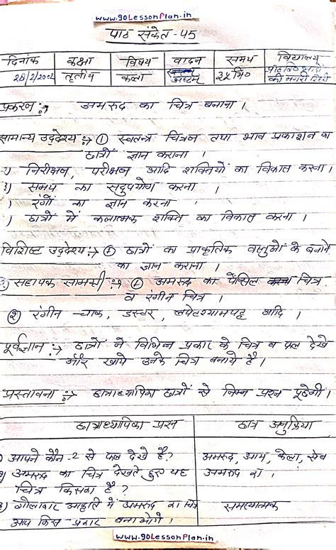 BTC/D.EL.ED Class 3rd Art Lesson plan on अमरूद का चित्र बनाना