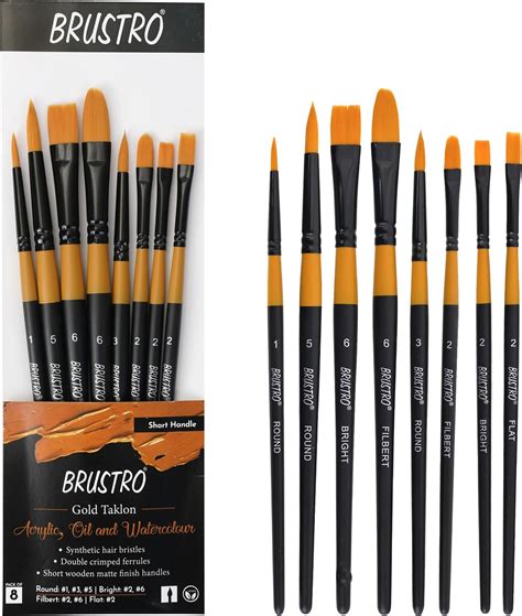 Brustro Artists Mixed Hair Brush - Set of 15 (5 Flat, 1 Fan, 4 Round, 4 ...