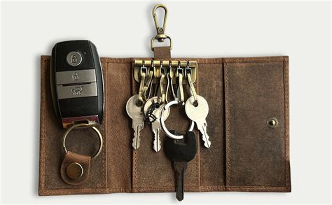 Leather Key Case - Leather Key Holder Wallet Pouch - Keychain Pouch ...
