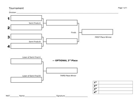 Free Printable Tournament Bracket Templates [6, 8, 10, 16 Teams] Excel