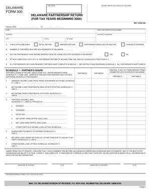 Fillable Online delaware form 300 - Delaware Division of Revenue Fax ...