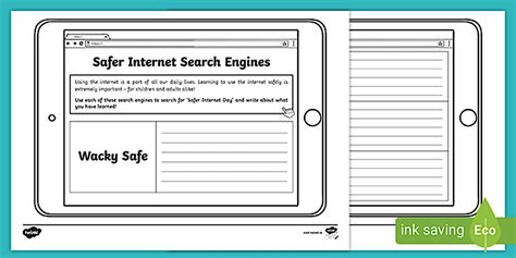 Safer Internet Search Engines Worksheet