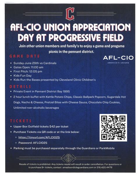 AFL-CIO Union Appreciation Day at Progressive Field 2025, Progressive ...