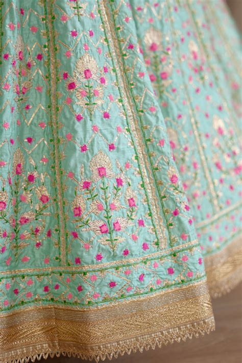 Sea Green & Pink Lehenga Set. – Shyam Narayan Prasad