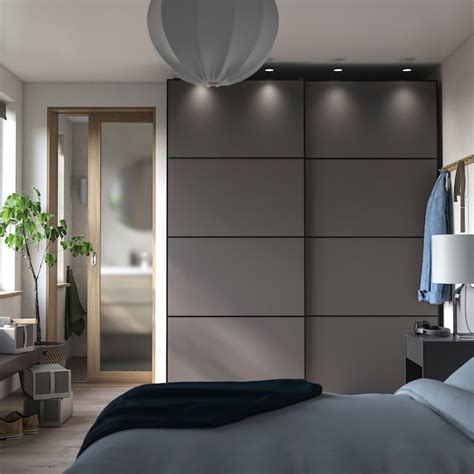 PAX / MEHAMN wardrobe combination, dark grey/double sided dark grey ...