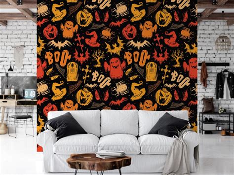 Buy Trick or Treat Scary Pumpkin Mural - Halloween Mural - Removable ...