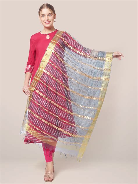 Self Designed Organza Dupatta with Gotta Patti Work Dupatta Bazaar