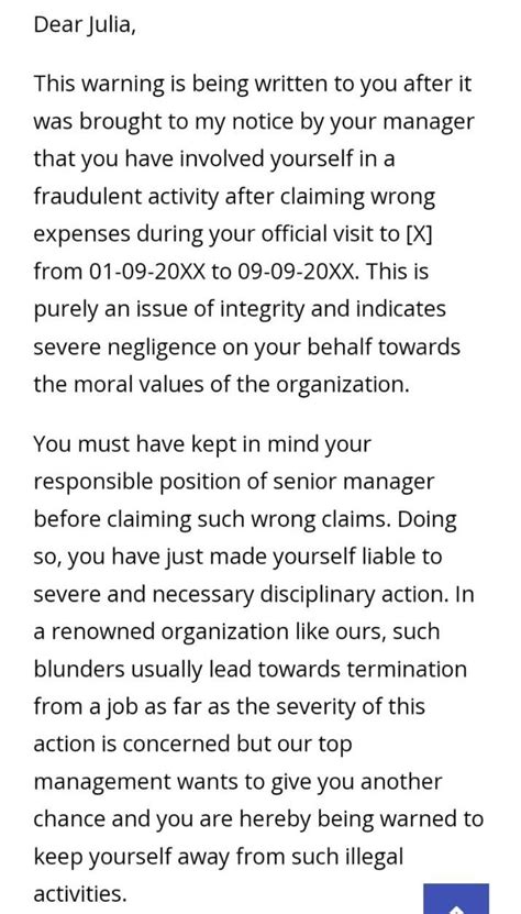 Write a Warning Letter to Employee for Wrong Expenses Claim. - Brainly.in
