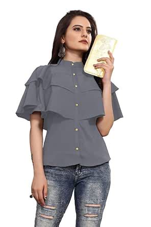 Buy SKY FLY Girls Double Layered Solid Color Shirt Style top-65 Grey 13 ...