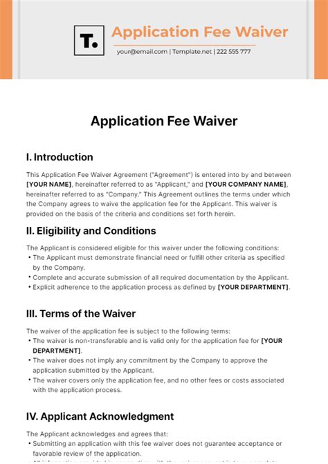 How To Use An Application Fee Waiver Template Effectively - Getmage