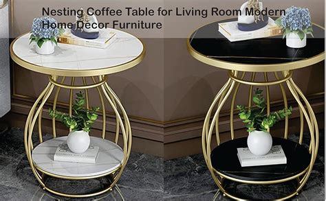 CROWN ART SHOPPEE Round Metal Side/Coffe Table, in-Lay Top, Home Decor ...