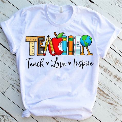 Teach Love Inspire T-shirt, Gift for Teacher, Teacher Shirt, Elementary ...