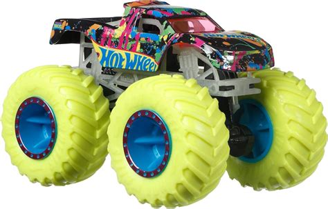 Hot Wheels Mattel Monster Trucks Glow in The Dark 1:64 Scale Toy Trucks ...