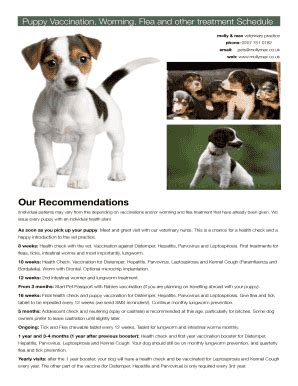 Fillable Online Puppy Vaccination, Worming, Flea and other treatment ...