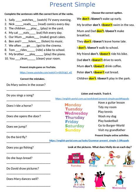 Image result for Presente Simple Ejercicios