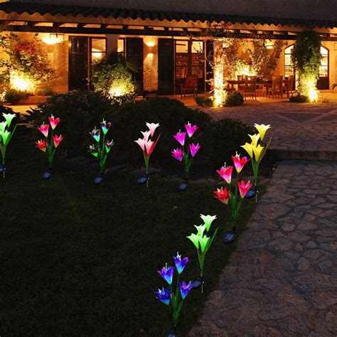 6616B Waterproof Outdoor Solar Lily Flower Stake Lights