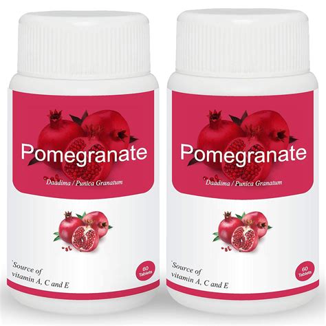 Pomegranate (Punica granatum) 500 mg - 60 Tablets (Pack of 2) : Amazon ...