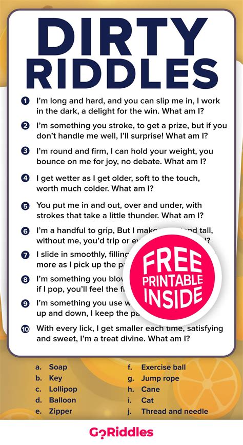 Cheeky Dirty Riddles to Spice Up Game Night – Free Printable Inside in ...