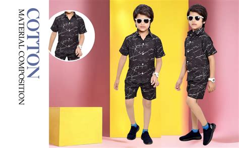 Buy Shivstyle Boy's Printed Spread Collared Cotton Short Sleeves Shirt ...