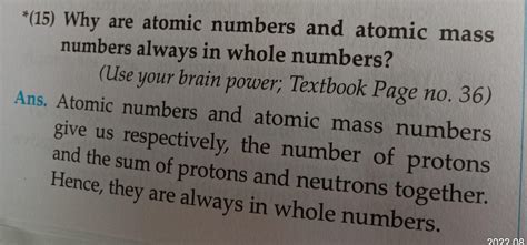 Why are atomic numbers and atomic mass numbers always whole numbers ...