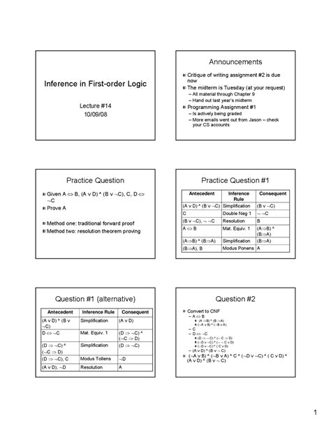 Inference in First Order Logic - Introduction to Artificial ...
