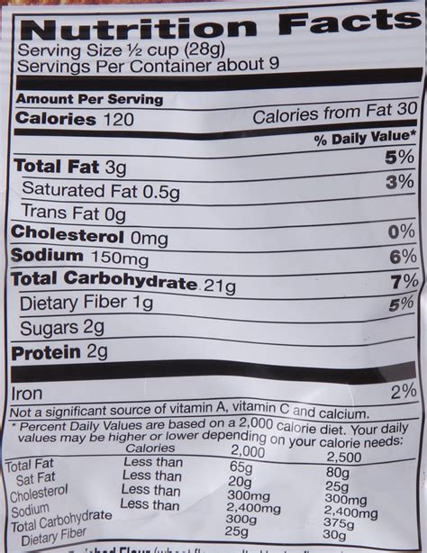 Chex Mix Nutrition Info at Maria Baum blog