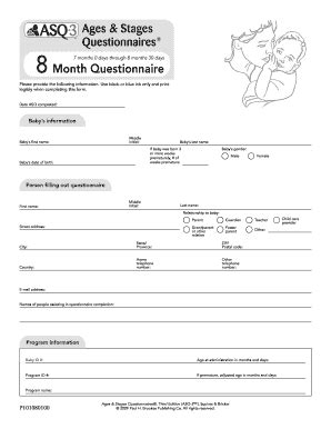 Fillable Online pages uoregon Ages & Stages Questionnaires 8 Month ...