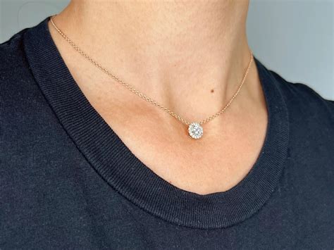 14K Gold Diamond Solitaire Pendant Necklace For Sale at 1stDibs