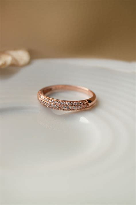 Sequence Studded Rose Gold Plated Sterling Silver Band | 925 Silver ...