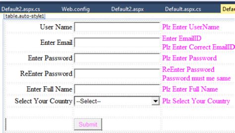 Validation Control in Asp.net Using C Sharp 的图像结果