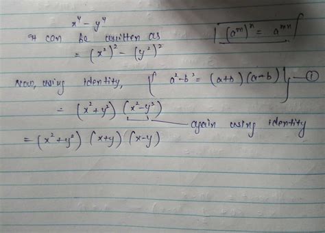 X raise to power 4 minus y raise to power 4 factorization solution ...