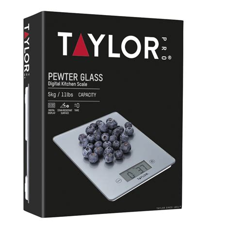Taylor Pro Glass Digital 5Kg Kitchen Scales - Pewter - Lifetime Brands ...