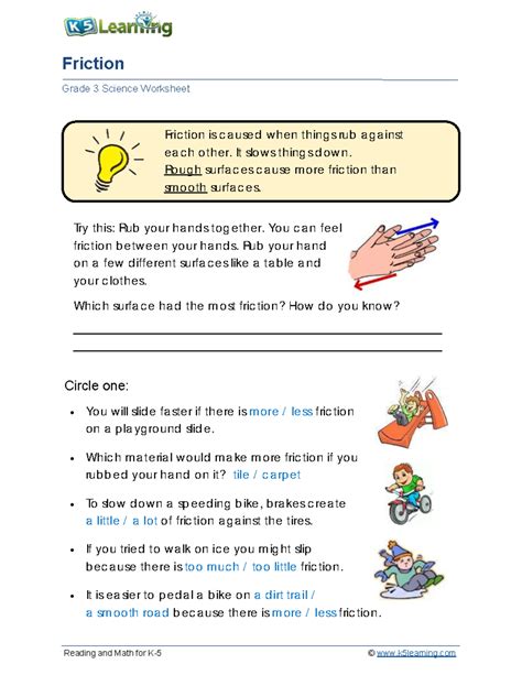 Grade 3 gravity friction c - Reading and Math for K- 5 © k5learning Friction Grade 3 Science ...