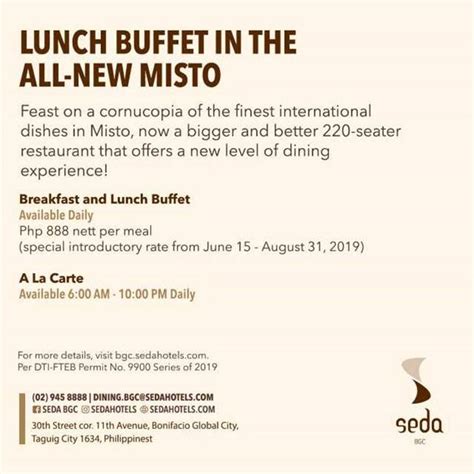 Menu at Misto At Seda BGC restaurant, Taguig
