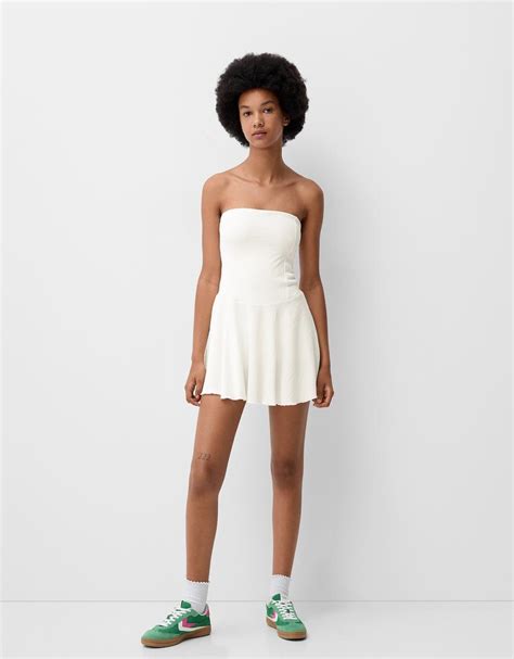 Crepe bandeau mini dress - BSK Teen | Bershka